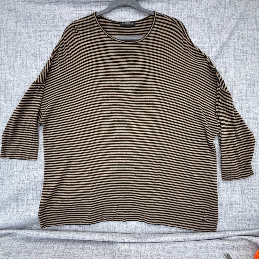Elemente Clemente Brown Black Striped Oversized Tunic Top Viscose Blend Size EG